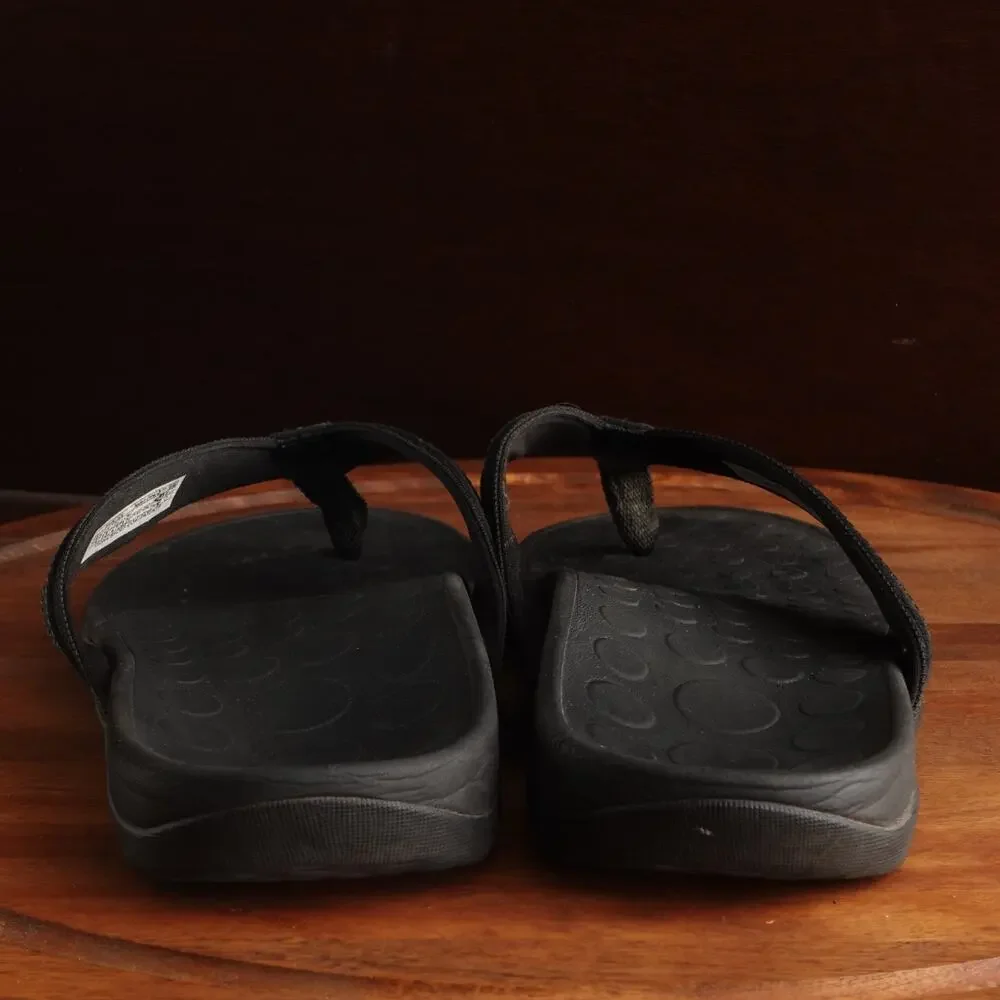 Vionic Sandals Mens Size 14 BLK Tide Leather Thong Flip Flop Comfort Beach Shoes